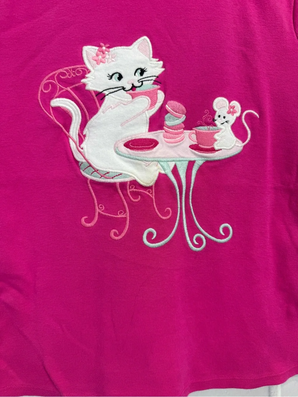 Gymboree Girls Pink Cat Graphic Tee Size 12 Cute Short Sleeve Shirt